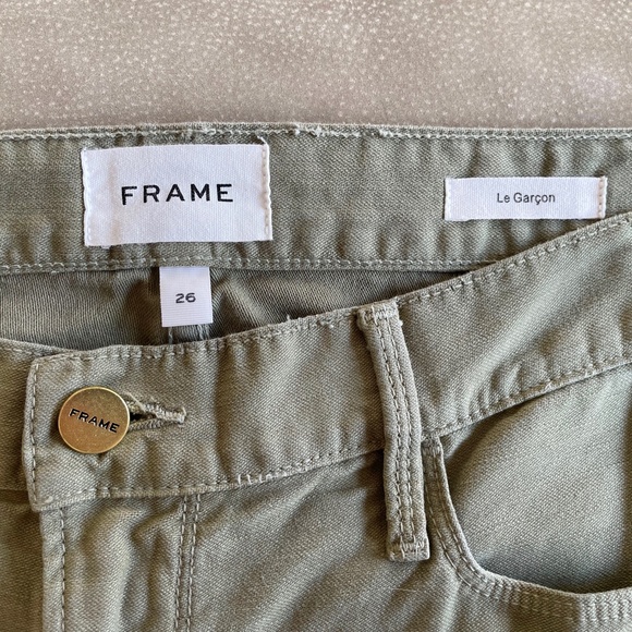 Frame Jeans Women’s 26 Le Garcon Ankle in 'Washed Military' Green - Picture 3 of 13